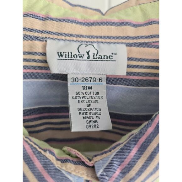 Willow Lane 18W Multi Color Cotton Blend Sleeveless Collar Button Shirt - Picture 3 of 6